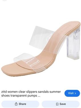 ZARA Clear Strap Nude Slide Heels - Women